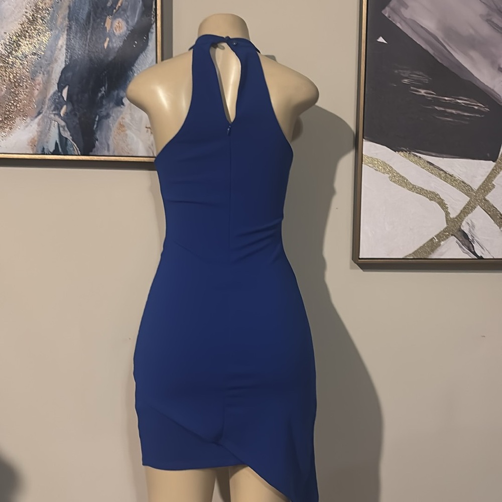 Lulus- You Can't Ruche Love Royal Blue Ruched Bodycon Halter Dress size XS - Picture 7 of 9